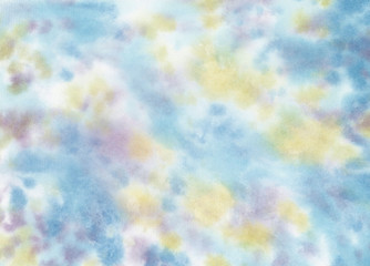 Sky-like watercolor background.Emerald color background painted with watercolor. Abstract watercolor background. Hand painted illustration. Watercolor texture on paper close-up.