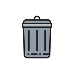Trash can, bin flat color line icon. Isolated on white background