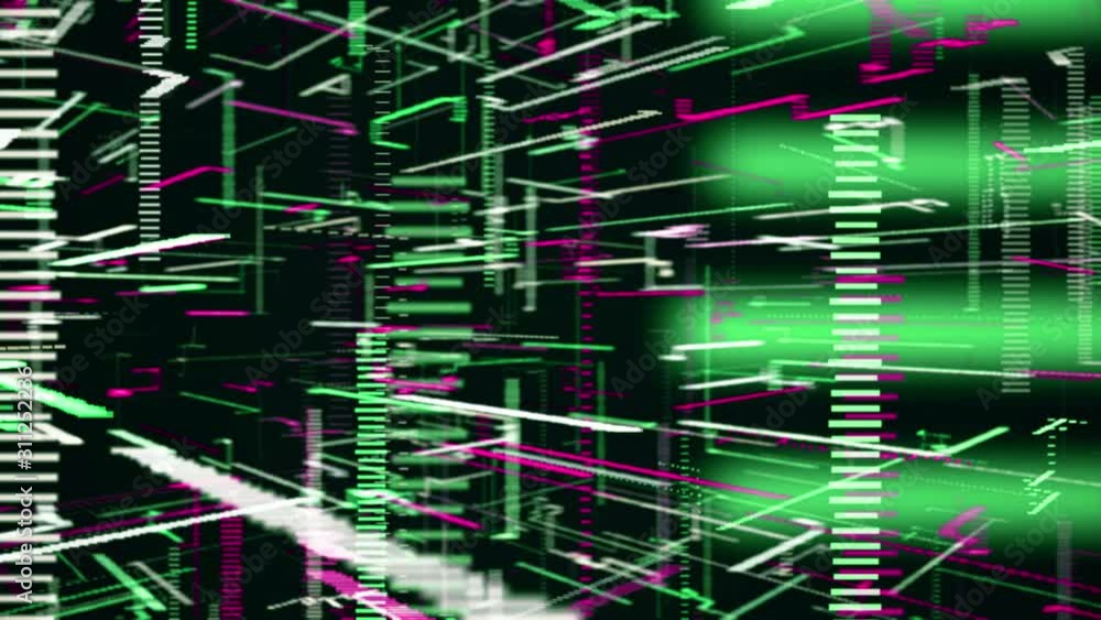 Poster abstract technological animation with constantly building chart appearing on the dark background. an