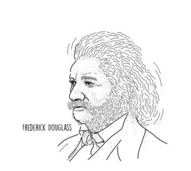 Frederick Douglass portrait Hand Draw Line art technique