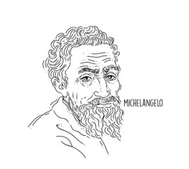 Michelangelo Line Art Portait Hand Drawing