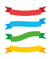 Decorative motto ribbon for slogan, congratulations, logo. Set of vector colorful illustrations.