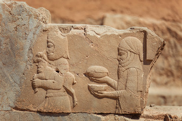 Persepolis. Iran. Murals and stone carvings on the ruins of an ancient city. 