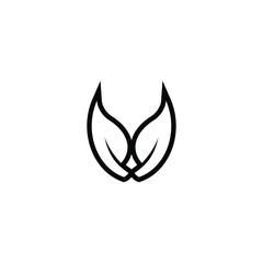 Leaf logo outline icon design vector illustration