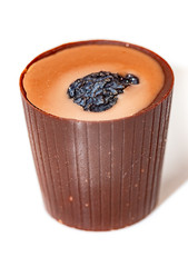 festive Christmas candy handmade on a white background. close up. chocolate temptation.