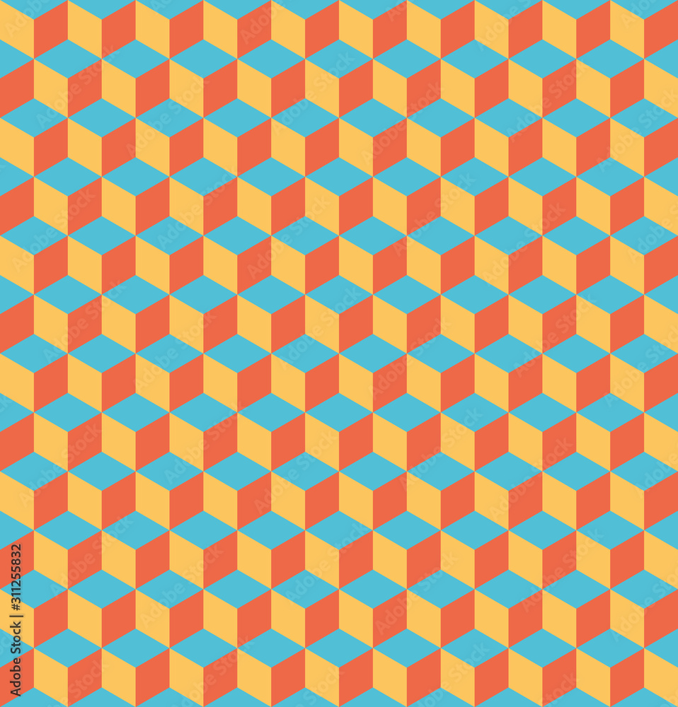 Poster seamless 3d geometrical pattern of cubes. abstract design vector background