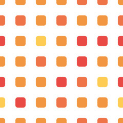 Seamless polka square pattern in different colors. Orange theme. Sipmle flat vector wallpaper.