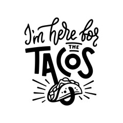 Tacos related quote typography. Vector illustration. - obrazy, fototapety, plakaty