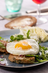 bavarian dumpling groestl with an egg