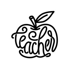 Teacher word hand drawn calligraphy. Vector illustration.