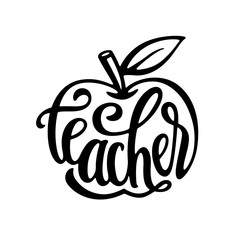 Teacher word hand drawn calligraphy. Vector illustration.