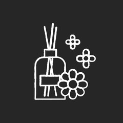Aromatherapy chalk icon. Scented sticks. Air floral freshener. Product for rest, relaxation. Bath herb perfume. Female selfcare. Blossom aroma. Essential oils. Isolated vector chalkboard illustration