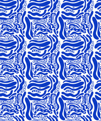 Fototapeta premium Seamless pattern with blue lines; trendy ornament