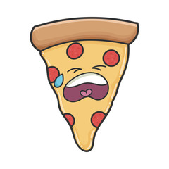 Sad crying slice of pizza cartoon