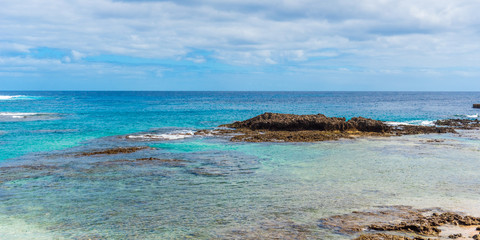 Fototapeta na wymiar Seascape view in sunny weather, Tanna Island, Vanuatu.