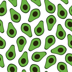 Avocado seamless pattern on white background