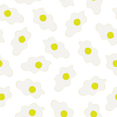 Seamless pattern with scrambled eggs on white background