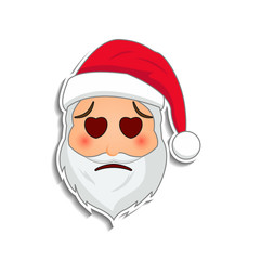 Obraz na płótnie Canvas Emoji santa claus in sticker style. Winter holidays emotion. Santa clause in enamored emoji icon