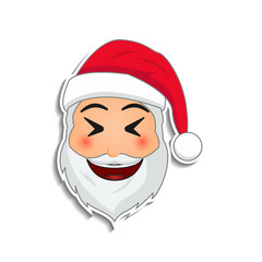 Emoji santa claus in sticker style. Winter holidays emotion. Santa clause in mockery emoji icon