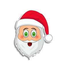 Emoji santa claus in sticker style. Winter holidays emotion. Santa clause in concerned about emoji icon