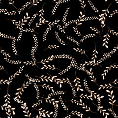 Exotic tropical hawaiian outline. Leaf plant botanical floral foliage. Engraved ink art. Seamless background pattern. Fabric wallpaper print texture.