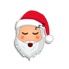 Obraz na płótnie Canvas Emoji santa claus in sticker style. Winter holidays emotion. Santa clause in asleep emoji icon