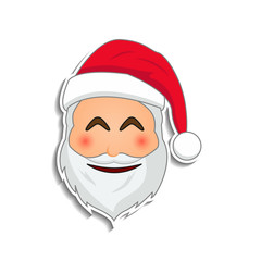 Emoji santa claus in sticker style. Winter holidays emotion. Santa clause in embarrassed emoji icon
