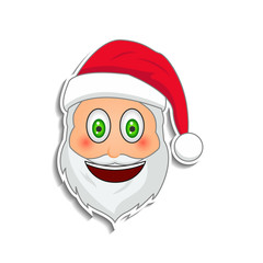 Emoji santa claus in sticker style. Winter holidays emotion. Santa clause in happy emoji icon