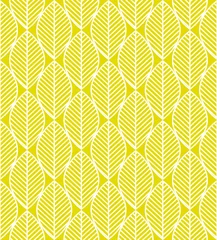 Vlies Fototapete Geometrische Blätter Nahtloses Muster mit weißer und gelber Blattverzierung