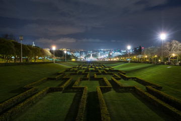 a night view from Miradouro Park Eduardo VII in Lisbon , Portugal