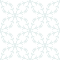 Celebrate freezing snowflakes background. Christmas print fabric wonderful wrapping surface pattern design. Blue snowflakes on light background.