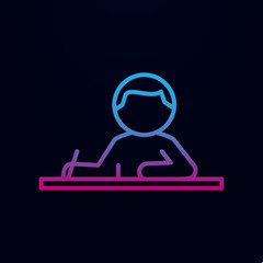 The schoolboy teaches at the lesson nolan icon. Simple thin line, outline vector of school icons for ui and ux, website or mobile application