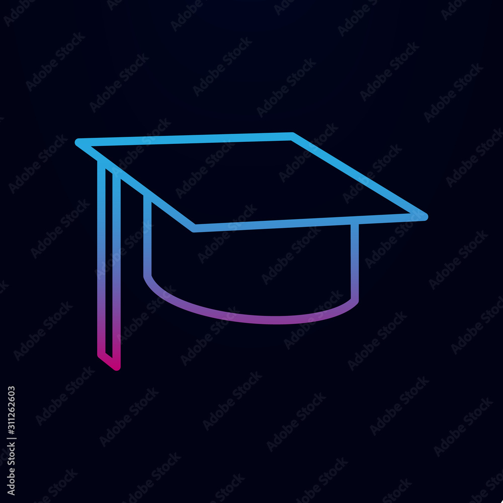 Poster graduation hat cap nolan icon. simple thin line, outline vector of sciense icons for ui and ux, webs