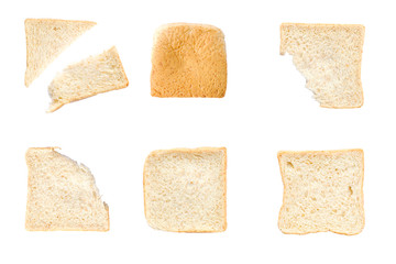 Slice of bread on the white background and isolated with clipping path