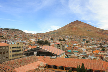 Obraz premium Cerro Rico and rooftops of Potosi city centre, Bolivia
