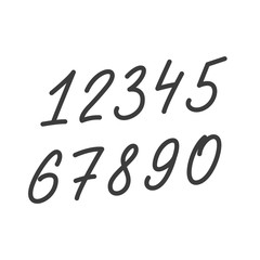 Numbers in set. Handwritten vector lettering numbers from 0 to 9