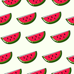 Seamless vector pattern. Vector image of a bright watermelon. Summer bright background