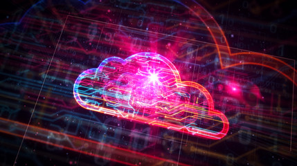 Cyber cloud symbol futuristic illustration