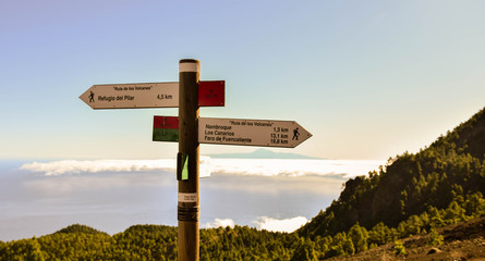 Hiking marks on La Palma island, Canary islands