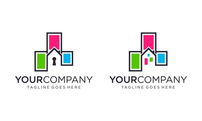Colorful building logo vector editable