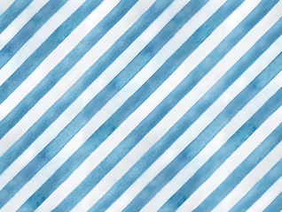 Festive seamless pattern of blue and white diagonal lines. Hand painted watercolour illustration. Beautiful background for design decoration, wrapping paper, cover, textile, fabric, web site, poster.
