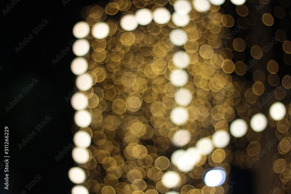 Wall mural bokeh of ratchadamnoen in xmas light