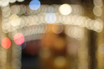 Bokeh of ratchadamnoen in Xmas light 