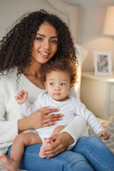 Love of a mother and child, baby. Family at home. Lifestyle