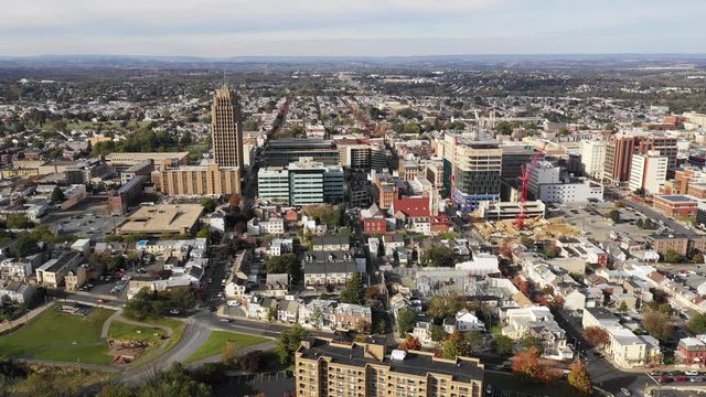 The working blue collar town of Allentown PA from an aerial perspective