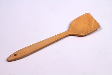 Wooden Spatula isolated on white background. Top view