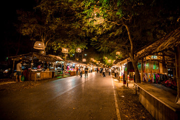 Krungsri Walking Street-Ayutthaya: 21December2019,night atmosphere of the old capital market,there are many local products for tourists to visit during the holidays,near the old Phra Nakhon thailand