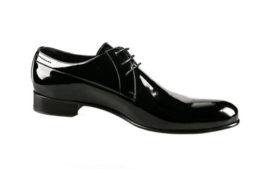 black leather shoe