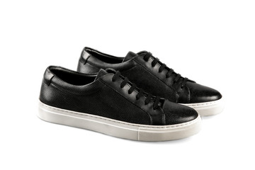 pair of black shoes isolated on white background