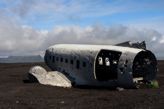 Wreck of a US military plane crashed in the middle of the nowhere. The plane ran out of fuel and crashed in a desert not far from Vik, South Iceland in 1973.